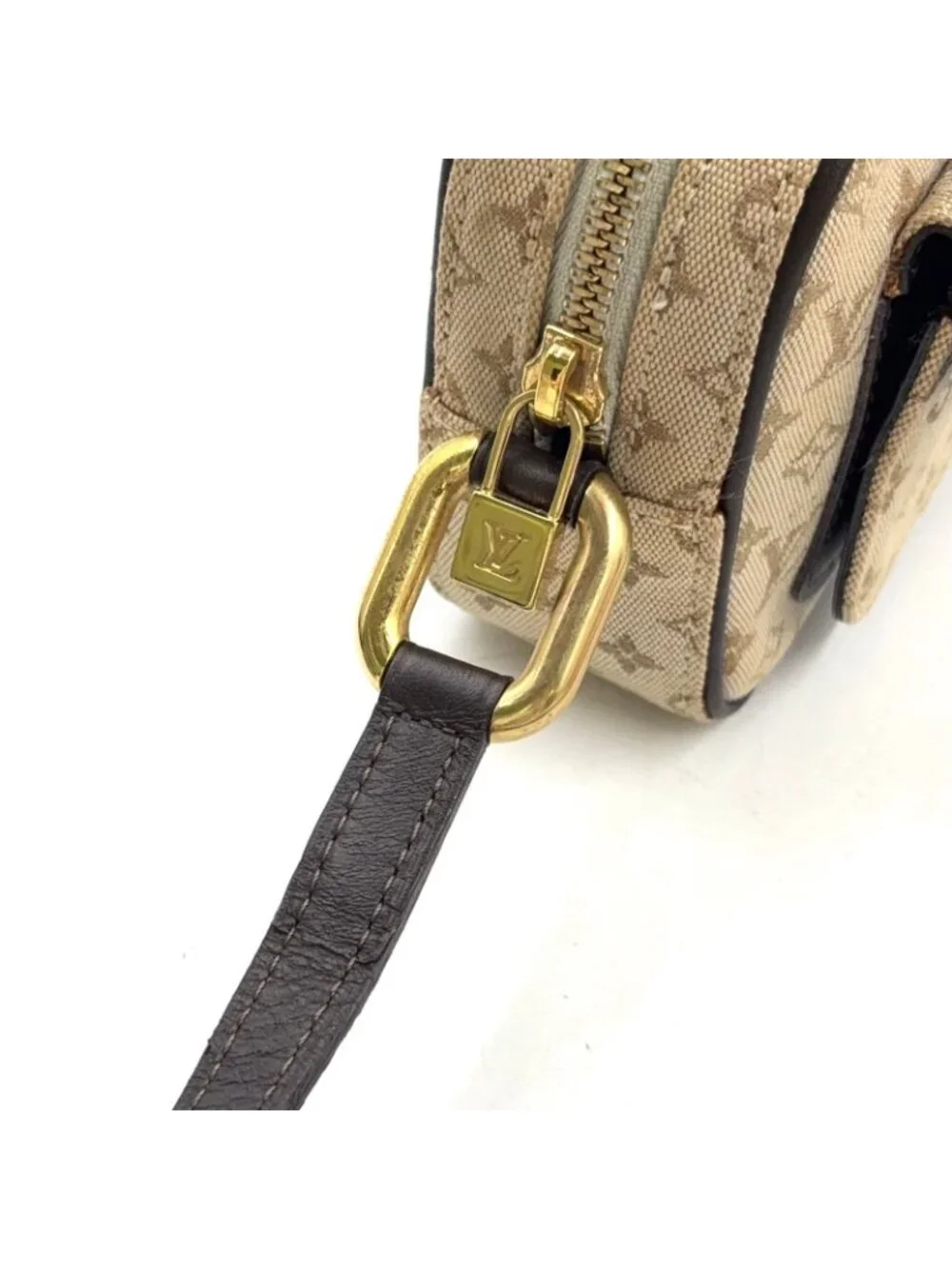 Louis Vuitton Juliette MM Monogram Mini Khaki Leather Canvas Dark Brown Beige